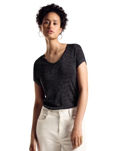 STREET ONE Damen A321147 Schimmer T-Shirt, Schwarz, 34 EU von STREET ONE