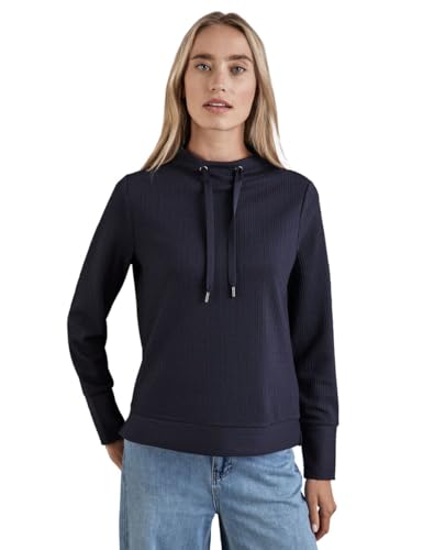 STREET ONE Damen A322103 Shirt mit Streifenstruktur, Night Sky Blue, 40 von STREET ONE