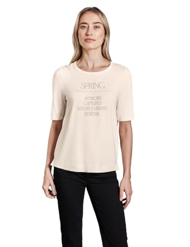 STREET ONE Damen A322810 Shirt Mit Glänzendem Wording, Lucid White, 44 EU von STREET ONE