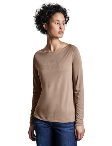 STREET ONE Damen A322600 Silk-Look Shirt Mit Wording, Honey Sand, 36 EU STREET ONE Damen A322600 Silk-Look Shirt Mit Wording, Honey Sand, 36 EU von STREET ONE