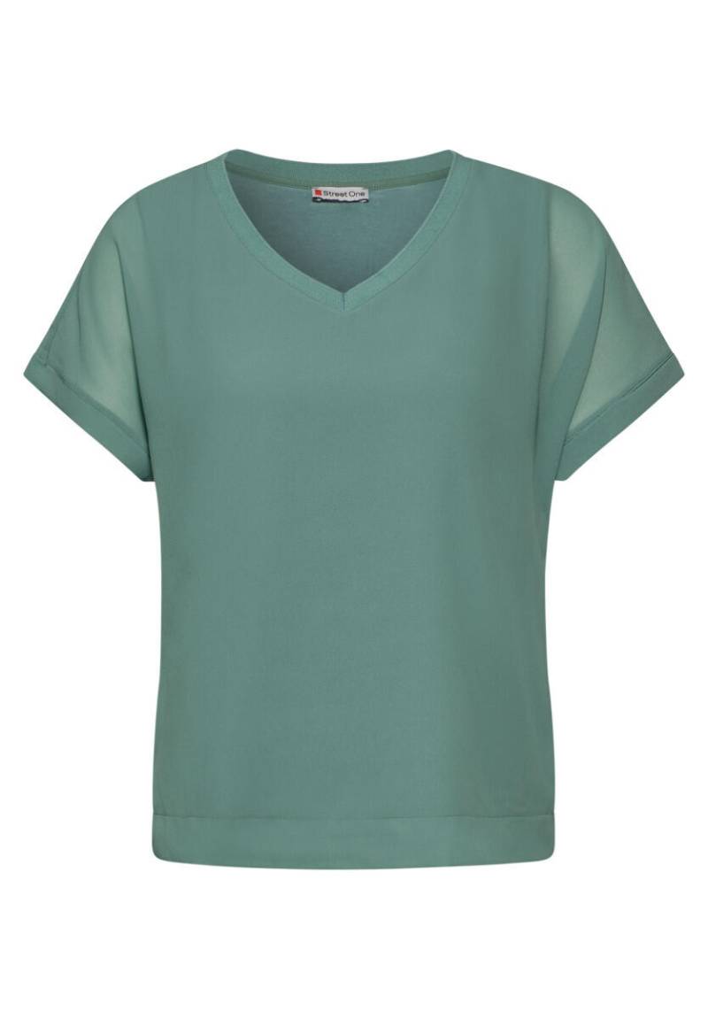 Street One - 2-in1 Chiffon-T-Shirt grün - Gr. - 38 von Street One