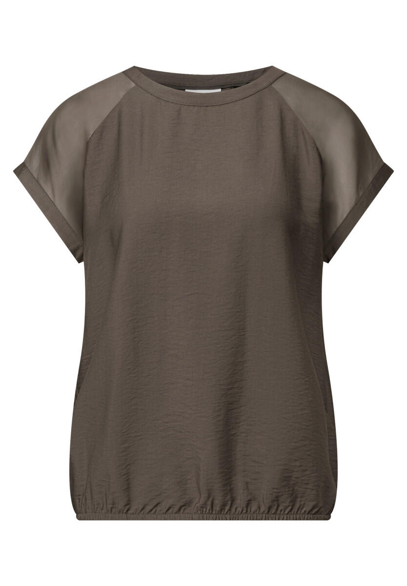 Street One - Blusenshirt mit Meshdetail braun - Gr. - 38 von Street One