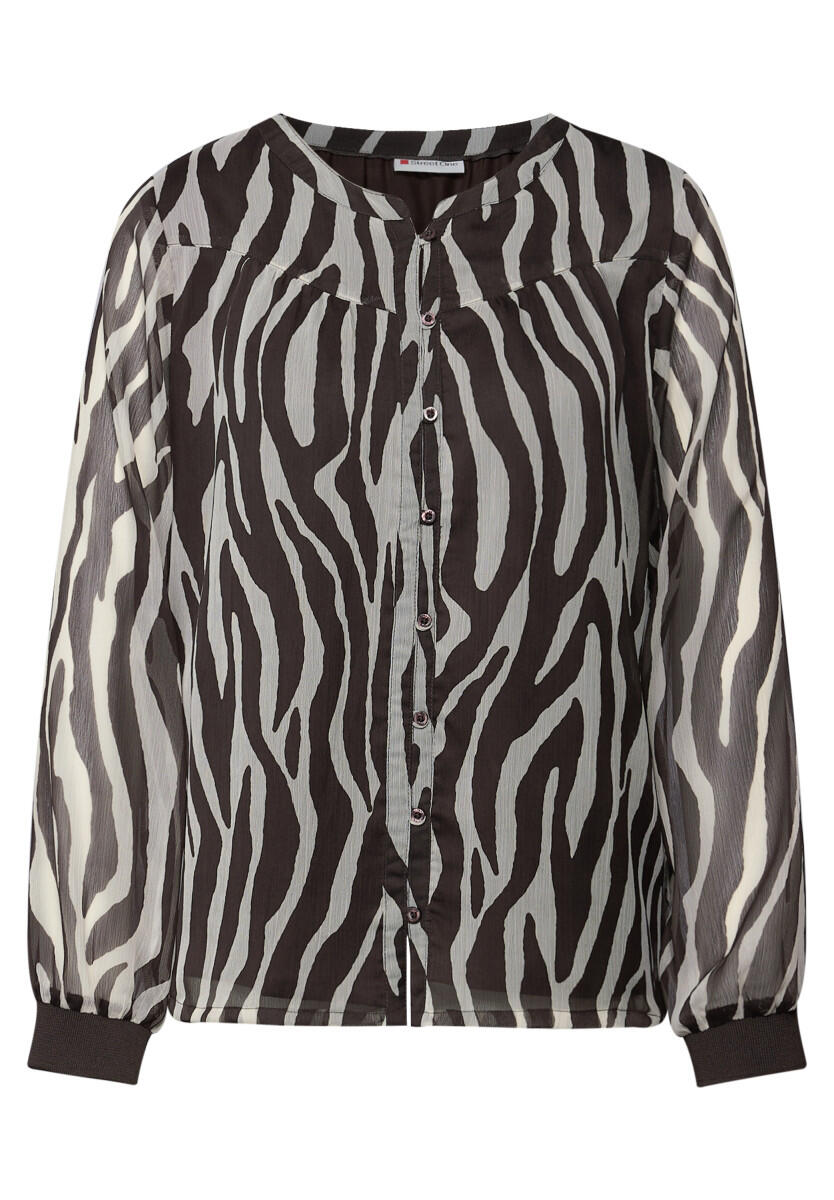 Street One - Chiffonbluse mit Zebra Print braun - Gr. - 36 von Street One
