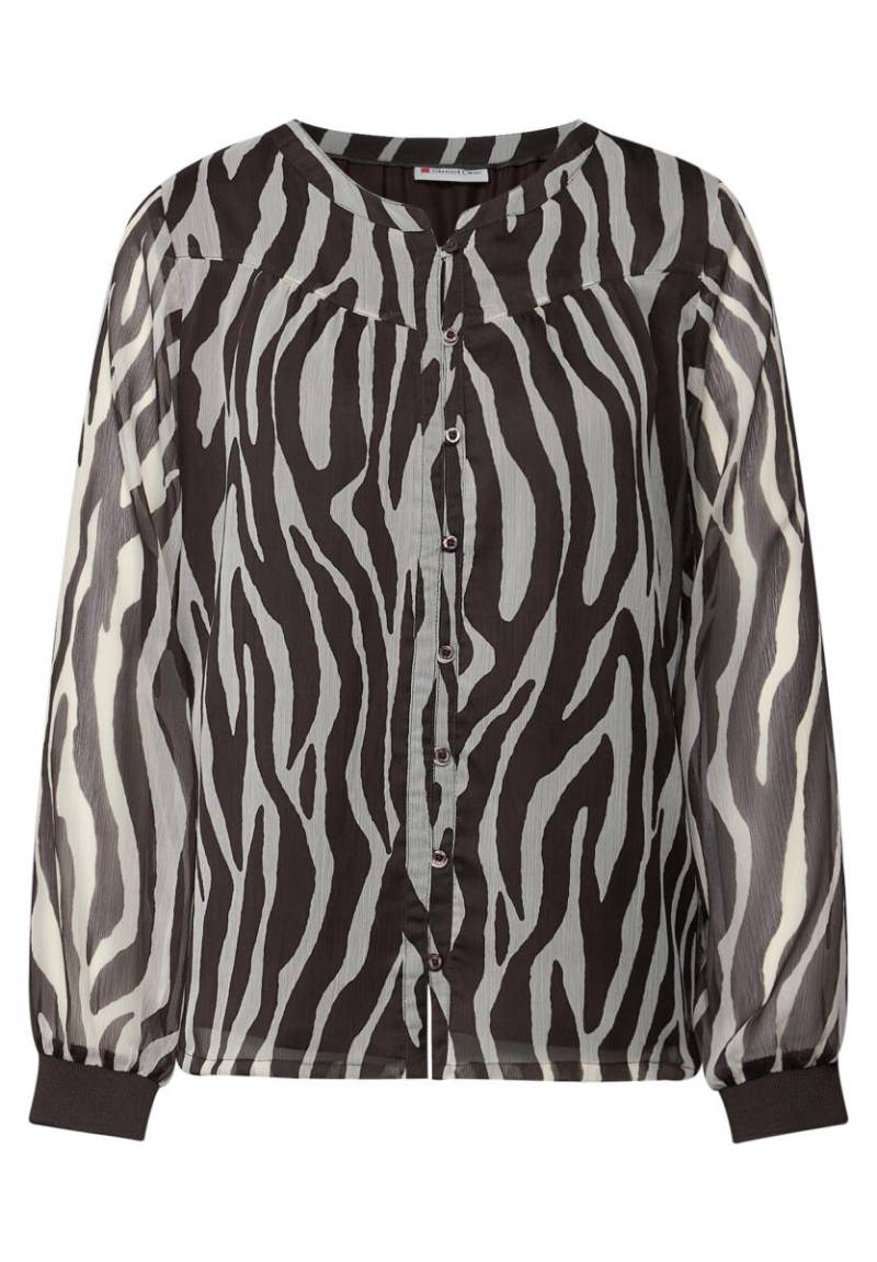 Street One - Chiffonbluse mit Zebra Print braun - Gr. - 42 von Street One