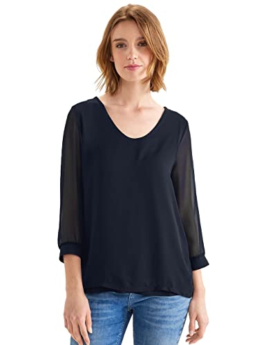 STREET ONE Chiffonshirt 3/4 Arm deep blue, 38 von STREET ONE