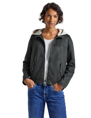 Street One Damen 2116827 Veloursjacke mit Kapuze, evernight Green, 42 von Street One