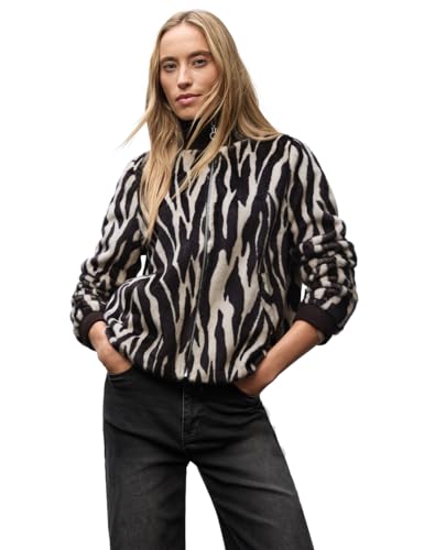 Street One Damen 2116829 Fake Fur Zebra Blouson, deep Roast Brown, 34 von Street One