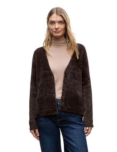 Street One Damen 2515403 Kuscheliger V-Neck Cardigan, deep Roast Brown, 40 von Street One