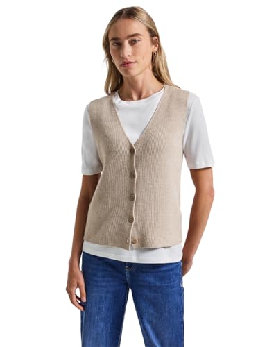 Street One Damen 2515414 Softe Rippstrick-Weste, Morning beige Mel, 36 von Street One