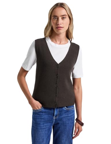 Street One Damen 2515414 Softe Rippstrick-Weste, deep Roast Brown, 38 von Street One