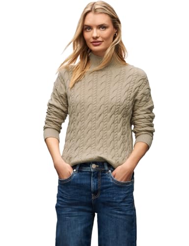 Street One Damen 3015505 Pullover mit Zopfmuster, Sanded beige, 42 von Street One