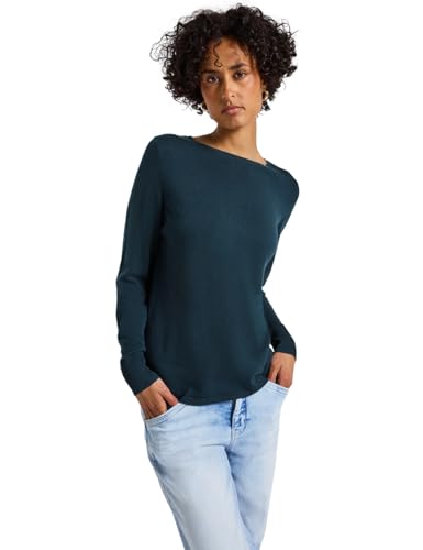 Street One Damen 3015618 Basic Pullover, Tide Blue, 44 von Street One