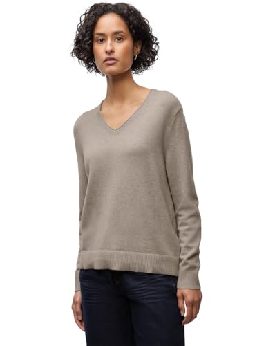 Street One Damen 3015725 Kuscheliger V-Neck Pullover, Mocha Dream Mel, 42 von Street One