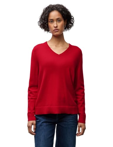 Street One Damen 3015725 Kuscheliger V-Neck Pullover, Racing red, 44 von Street One