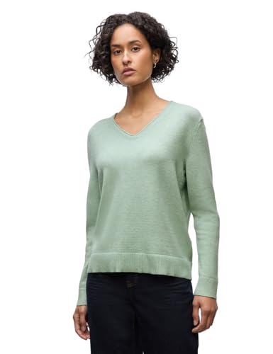 Street One Kuscheliger V-Neck Pullover Serene Green Mel. 44 von Street One