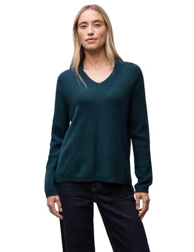 Street One Damen 3015726 V-Neck Strukturpullover, Tide Blue, 40 von Street One