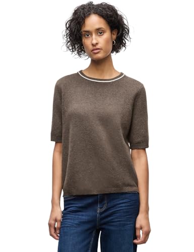 Street One Damen 3016797 Kurzarm Pullover, Dark Nomad Brown Mel, 40 von Street One