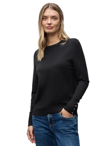 Street One Damen 3017257 Pullover mit Knopfdetail, Black, 46 von Street One