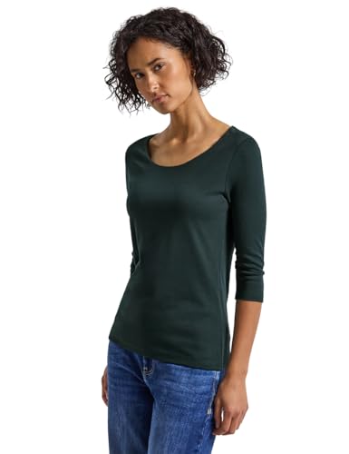 Street One Damen 3116816 Basic T-Shirt mit 3/4 Arm, evernight Green, 42 von Street One