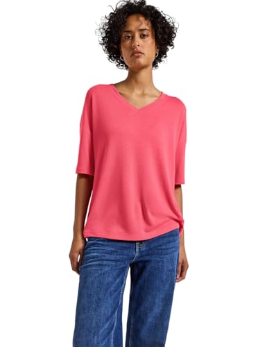 Street One Damen 3225530 Strick-Look V-Neck T-Shirt, Almond Coral, 42 von Street One
