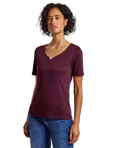 Street One Damen 3227205 T-Shirt mit Herzausschnitt, Noble red, 34 von Street One