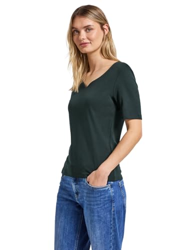 Street One Damen 3227205 T-Shirt mit Herzausschnitt, evernight Green, 38 von Street One