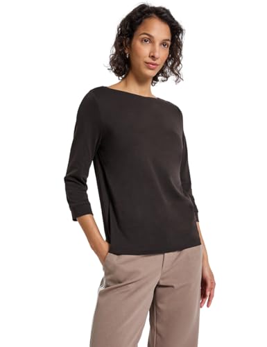 Street One Damen 3227440 Basic U-Boot Shirt, deep Roast Brown, 42 von Street One