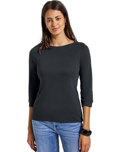 Street One Damen 3227440 Shirt mit U-Boot-Ausschnitt, Black, 34 von Street One