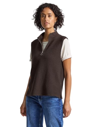 Street One Damen 3227566 Turtleneck Shirt mit Zipper, deep Roast Brown, 34 von Street One