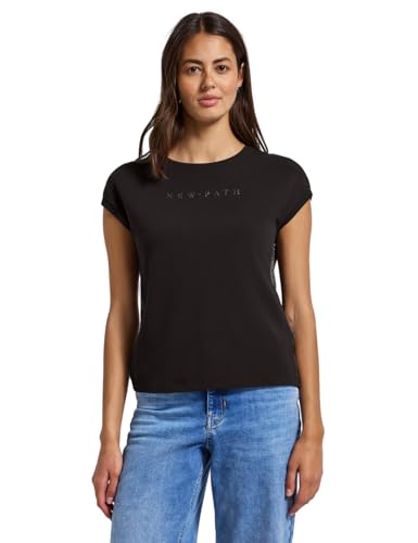 Street One Damen 3227599 T-Shirt mit Glitzerdetails, deep Roast Brown, 46 von Street One