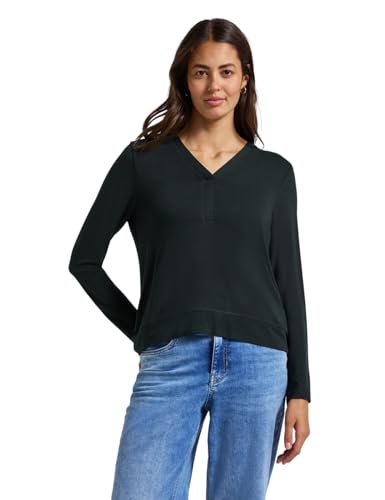 Street One Damen 3227674 V-Neck Jersey-Shirt, evernight Green, 46 von Street One
