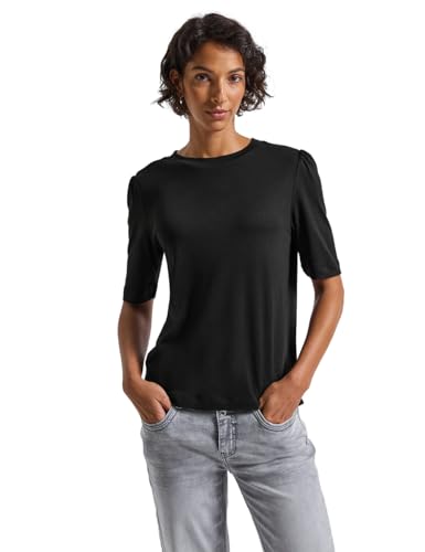Street One Damen 3227716 Basic T-Shirt mit Raffung, Black, 44 von Street One