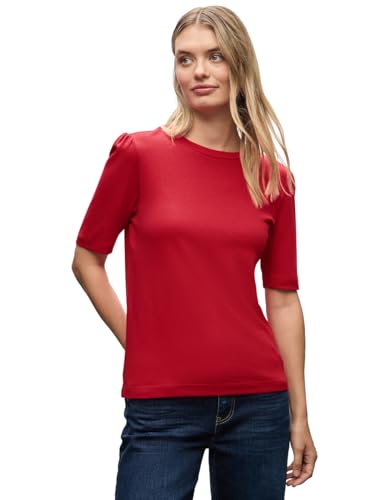 Street One Damen 3227716 Basic T-Shirt mit Raffung, Racing red, 42 von Street One