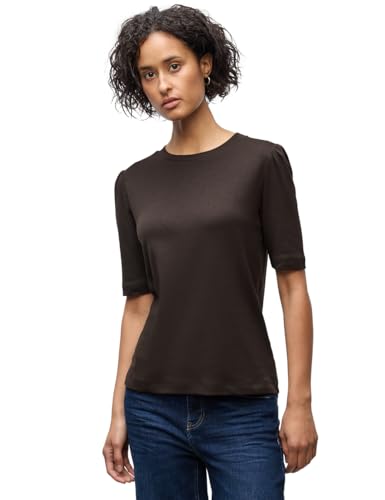 Street One Damen 3227716 Basic T-Shirt mit Raffung, deep Roast Brown, 46 von Street One