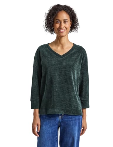 Street One Damen 3227721 Kuscheliges V-Neck Shirt, evernight Green, 42 von Street One