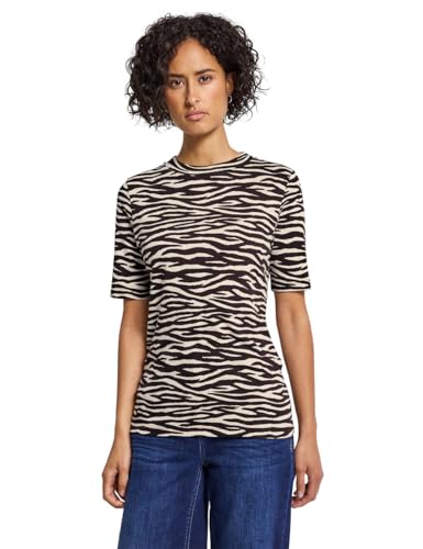 Street One Damen 3227868 T-Shirt mit Zebra Print, deep Roast Brown, 42 von Street One