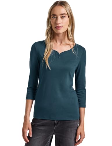 Street One Damen 3227964 Basic Shirt mit Knopfdetail, Tide Blue, 46 von Street One
