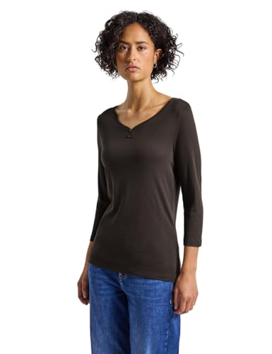 Street One Damen 3227964 Basic Shirt mit Knopfdetail, deep Roast Brown, 40 von Street One