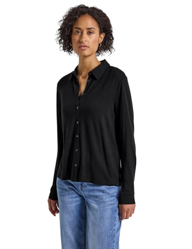 Street One Damen 3227981 Jersey-Shirt im Blusen-Look, Black, 46 von Street One