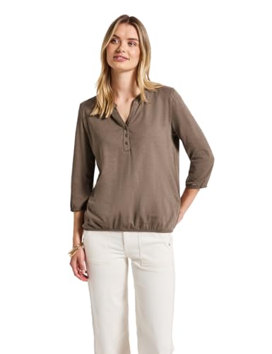 Street One Damen 3228115 Split Neck Jersey-Shirt, Silk Brown, 42 von Street One