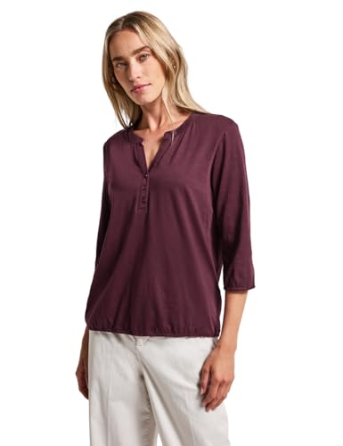 Street One Damen 3228115 Split Neck Jersey-Shirt, Wildberry red, 44 von Street One