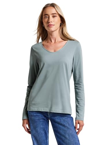 Street One Damen 3228116 Langarmshirt in Unifarbe, Arona Blue, 40 von Street One