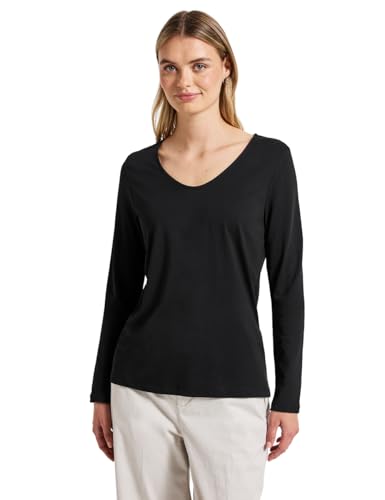 Street One Damen 3228116 Langarmshirt in Unifarbe, Black, 42 von Street One