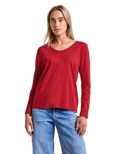 Street One Damen 3228116 Langarmshirt in Unifarbe, Racing red, 36 von Street One