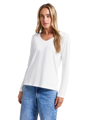 Street One Damen 3228116 Langarmshirt in Unifarbe, White, 44 von Street One