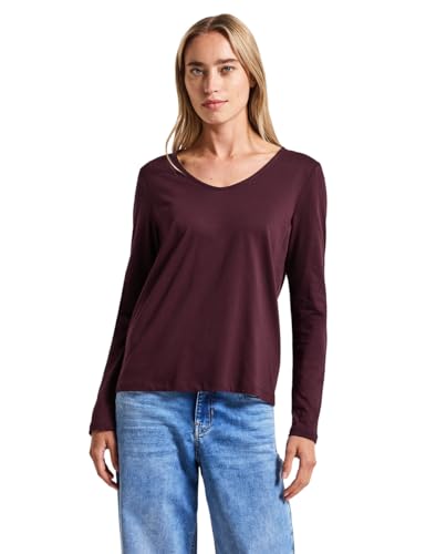 Street One Damen 3228116 Langarmshirt in Unifarbe, Wildberry red, 38 von Street One