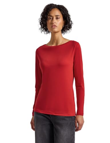Street One Damen 3228383 Basic Langarmshirt, Racing red, 36 von Street One