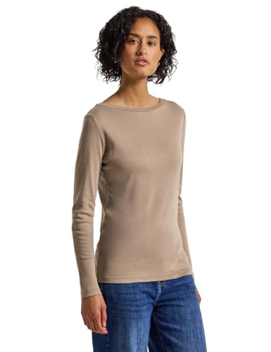 Street One Damen 3228383 Basic Langarmshirt, bark Brown, 44 von Street One