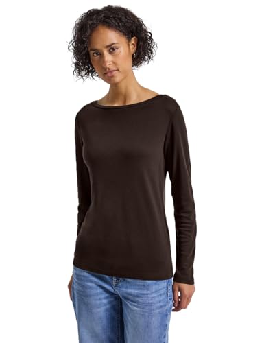 Street One Damen 3228383 Basic Langarmshirt, deep Roast Brown, 36 von Street One