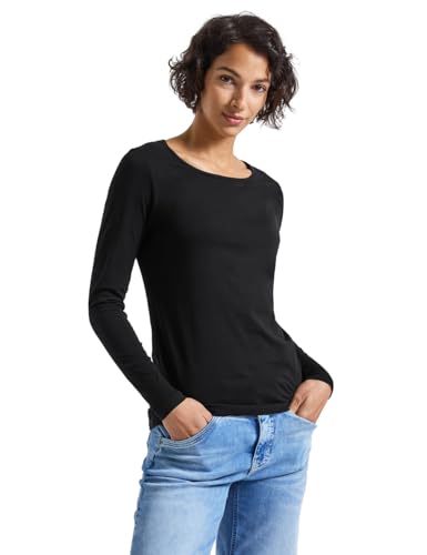 Street One Damen 3228387 Basic Langarmshirt, Black, 38 von Street One